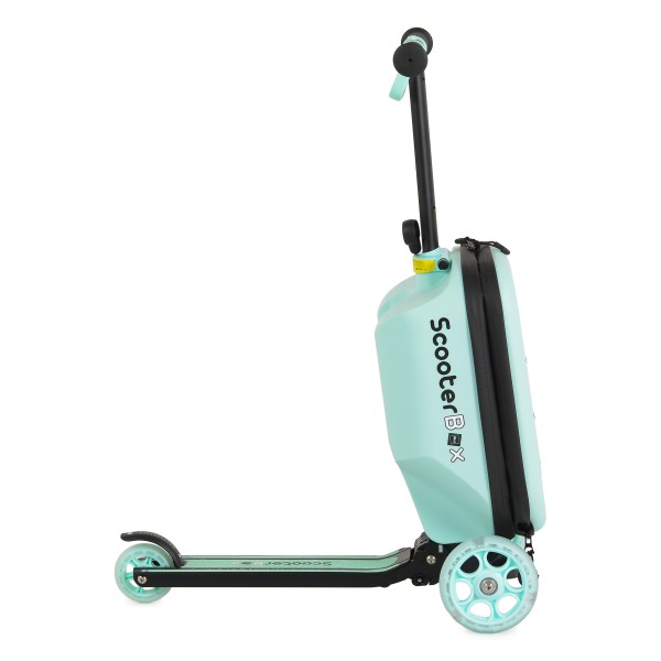 Trotinetă 2în1 Byox ScooterBox Mint, Geantă Depozitare Extensibilă, Compartiment Desen A5, Roți LED, Ghidon Reglabil, 2-5 Ani