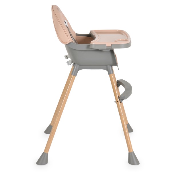 Scaun de Masă 2în1 Moni Biscotti Pink, Tapițerie PU, Ham 5 Puncte, Tavă Dublă Detașabilă, 6 Luni – 20 kg