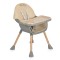 Scaun de Masă 2în1 Moni Biscotti Beige, Tapițerie PU, Ham 5 Puncte, Tavă Dublă Detașabilă, 6 Luni – 20 kg