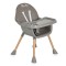 Scaun de Masă 2în1 Moni Biscotti Grey, Tapițerie PU, Ham 5 Puncte, Tavă Dublă Detașabilă, 6 Luni – 20 kg