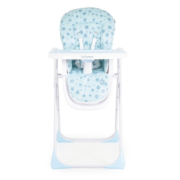 Scaun de Masă Moni Cocomero Blue, 5 Niveluri Înălțime, Spătar 3 Poziții, Tavă Dublă Detașabilă, Ham 5 Puncte, Bară Siguranță, 6 Luni – 15 kg