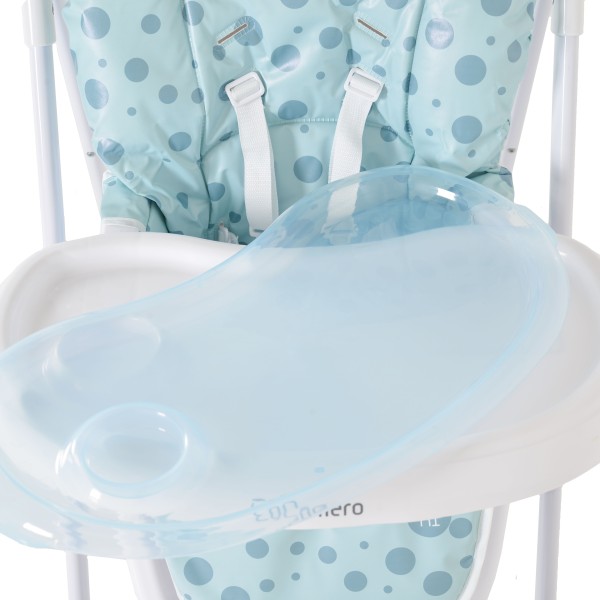 Scaun de Masă Moni Cocomero Blue, 5 Niveluri Înălțime, Spătar 3 Poziții, Tavă Dublă Detașabilă, Ham 5 Puncte, Bară Siguranță, 6 Luni – 15 kg