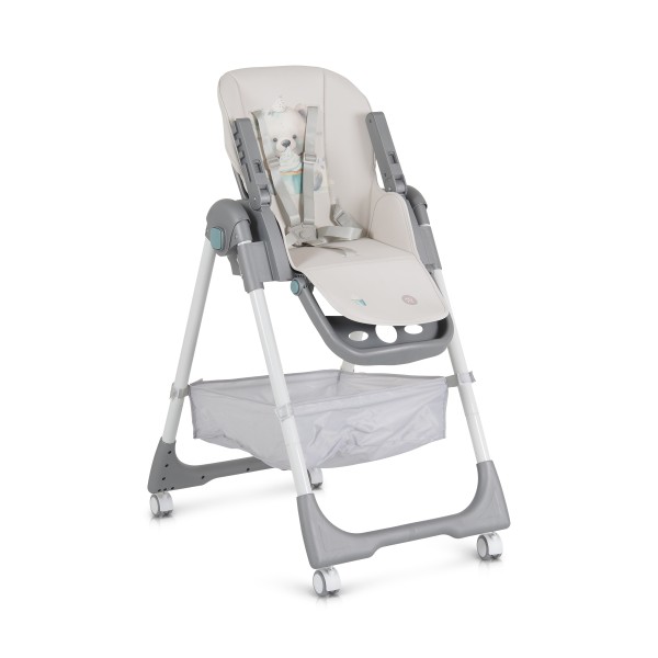 Scaun de Masă Moni Raffy Mint, 8 Niveluri Înălțime, Spătar 4 Poziții, Tavă Dublă, Ham 5 Puncte, Roți cu Frâne, Coș Depozitare, 6 Luni – 15 kg