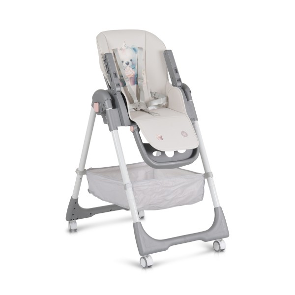 Scaun de Masă Moni Raffy Pink, 8 Niveluri Înălțime, Spătar 4 Poziții, Tavă Dublă, Ham 5 Puncte, Roți cu Frâne, Coș Depozitare, 6 Luni – 15 kg
