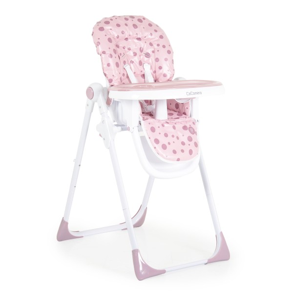 Scaun de Masă Moni Cocomero Pink, 5 Niveluri Înălțime, Spătar 3 Poziții, Tavă Dublă Detașabilă, Ham 5 Puncte, Bară Siguranță, 6 Luni – 15 kg