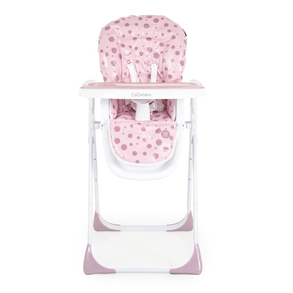 Scaun de Masă Moni Cocomero Pink, 5 Niveluri Înălțime, Spătar 3 Poziții, Tavă Dublă Detașabilă, Ham 5 Puncte, Bară Siguranță, 6 Luni – 15 kg