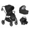 Carucior 3 in 1 Cangaroo Unique Black, 0-4 ani, 22 kg, landou, scaun auto i-Size 40-87 cm, reversibil