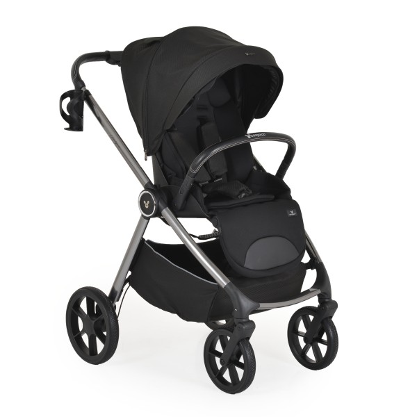 Carucior 3 in 1 Cangaroo Unique Black, 0-4 ani, 22 kg, landou, scaun auto i-Size 40-87 cm, reversibil
