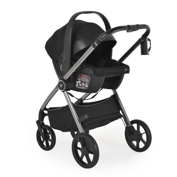 Carucior 3 in 1 Cangaroo Unique Black, 0-4 ani, 22 kg, landou, scaun auto i-Size 40-87 cm, reversibil