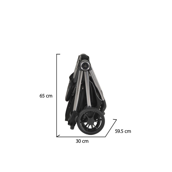 Carucior 3 in 1 Cangaroo Unique Black, 0-4 ani, 22 kg, landou, scaun auto i-Size 40-87 cm, reversibil