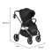 Carucior 3 in 1 Cangaroo Unique Black, 0-4 ani, 22 kg, landou, scaun auto i-Size 40-87 cm, reversibil