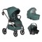 Carucior 3 in 1 Cangaroo Unique Green, 0-4 ani, 22 kg, landou, scaun auto i-Size 40-87 cm, reversibil