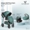 Carucior 3 in 1 Cangaroo Unique Green, 0-4 ani, 22 kg, landou, scaun auto i-Size 40-87 cm, reversibil