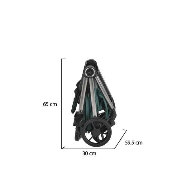 Carucior 3 in 1 Cangaroo Unique Green, 0-4 ani, 22 kg, landou, scaun auto i-Size 40-87 cm, reversibil