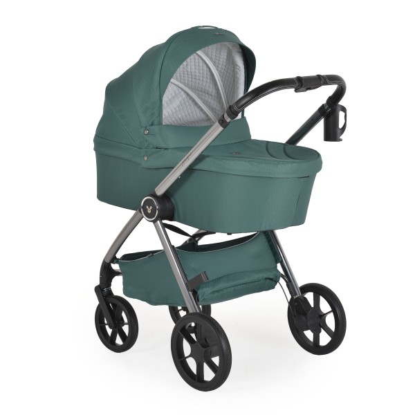 Carucior 3 in 1 Cangaroo Unique Green, 0-4 ani, 22 kg, landou, scaun auto i-Size 40-87 cm, reversibil