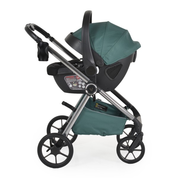 Carucior 3 in 1 Cangaroo Unique Green, 0-4 ani, 22 kg, landou, scaun auto i-Size 40-87 cm, reversibil