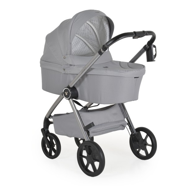 Carucior 3 in 1 Cangaroo Unique Silver, 0-4 ani, 22 kg, landou, scaun auto i-Size 40-87 cm, reversibil
