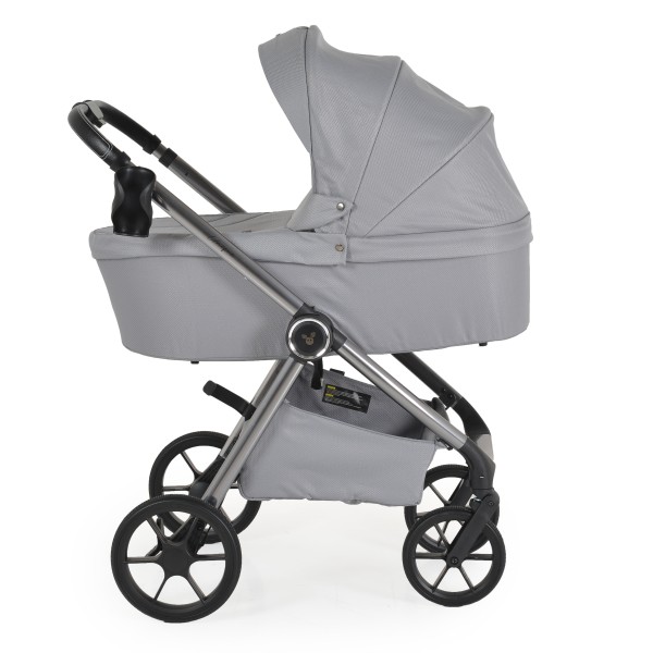 Carucior 3 in 1 Cangaroo Unique Silver, 0-4 ani, 22 kg, landou, scaun auto i-Size 40-87 cm, reversibil