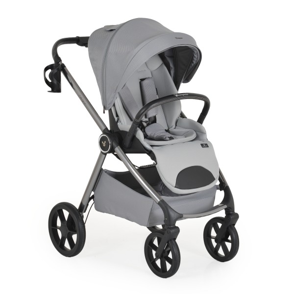 Carucior 3 in 1 Cangaroo Unique Silver, 0-4 ani, 22 kg, landou, scaun auto i-Size 40-87 cm, reversibil