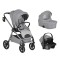 Carucior 3 in 1 Cangaroo Unique Silver, 0-4 ani, 22 kg, landou, scaun auto i-Size 40-87 cm, reversibil