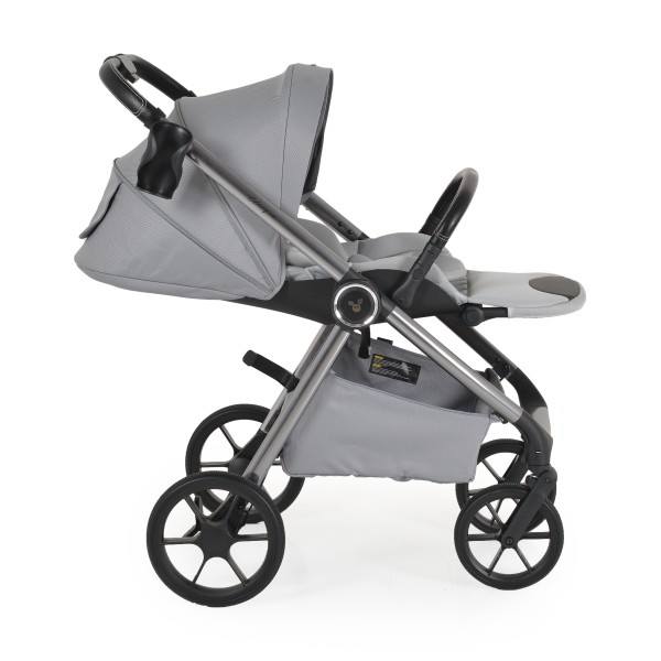 Carucior 3 in 1 Cangaroo Unique Silver, 0-4 ani, 22 kg, landou, scaun auto i-Size 40-87 cm, reversibil
