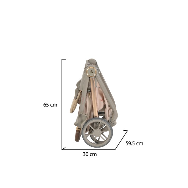 Carucior 3 in 1 Cangaroo Unique Beige, 0-4 ani, 22 kg, landou, scaun auto i-Size 40-87 cm, reversibil