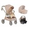 Carucior 3 in 1 Cangaroo Unique Beige, 0-4 ani, 22 kg, landou, scaun auto i-Size 40-87 cm, reversibil