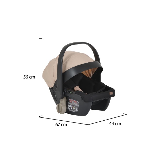 Carucior 3 in 1 Cangaroo Unique Beige, 0-4 ani, 22 kg, landou, scaun auto i-Size 40-87 cm, reversibil