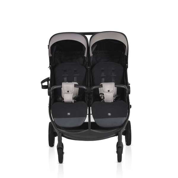 Carucior Gemeni Moni TwinGo Black, 0-36 luni, 15 kg/copil, spatare independente, pliabil, roti PU 360°