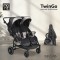 Carucior Gemeni Moni TwinGo Black, 0-36 luni, 15 kg/copil, spatare independente, pliabil, roti PU 360°