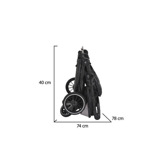 Carucior Gemeni Moni TwinGo Black, 0-36 luni, 15 kg/copil, spatare independente, pliabil, roti PU 360°