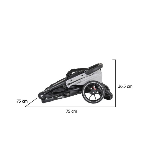 Carucior pliabil Gemeni Cangaroo 2Gether gray, 0-36 luni, 15 kg/copil, spatare reglabile, roti PU 360°