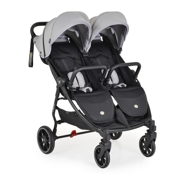 Carucior pliabil Gemeni Cangaroo 2Gether gray, 0-36 luni, 15 kg/copil, spatare reglabile, roti PU 360°