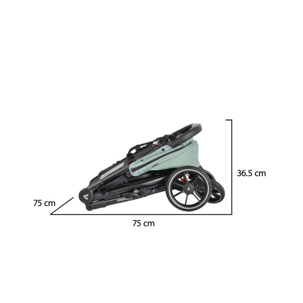 Carucior pliabil Gemeni Cangaroo 2Gether Green, 0-36 luni, 15 kg/copil, spatare reglabile, roti PU 360°