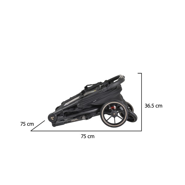 Carucior pliabil Gemeni Cangaroo 2Gether Black, 0-36 luni, 15 kg/copil, spatare reglabile, roti PU 360°