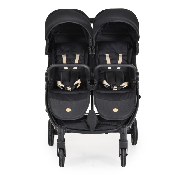 Carucior pliabil Gemeni Cangaroo 2Gether Black, 0-36 luni, 15 kg/copil, spatare reglabile, roti PU 360°