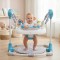Saritor Moni Hop Blue pentru copii, 6 luni+, 12 kg, scaun rotativ 360°, 3 niveluri inaltime, jucarii interactive, muzical