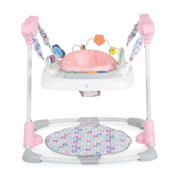 Saritor Moni Hop Pink  pentru copii, 6 luni+, 12 kg, scaun rotativ 360°, 3 niveluri inaltime, jucarii interactive, muzical