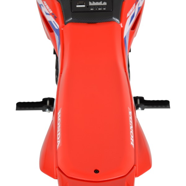 Motocicleta electrica copii Honda CRF450 Red, 6 ani+, 25 km/h, motor 250W, 2x12V7Ah, roti gonflabile 12", Bluetooth