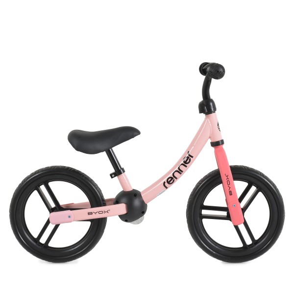 Bicicletă de Echilibru Byox Renner Pink, Roți EVA 12 Inch, Șa și Ghidon Reglabile, Element Luminos, 2-5 Ani, Max 30 kg