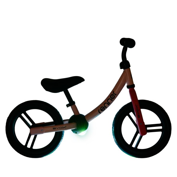 Bicicletă de Echilibru Byox Renner Pink, Roți EVA 12 Inch, Șa și Ghidon Reglabile, Element Luminos, 2-5 Ani, Max 30 kg