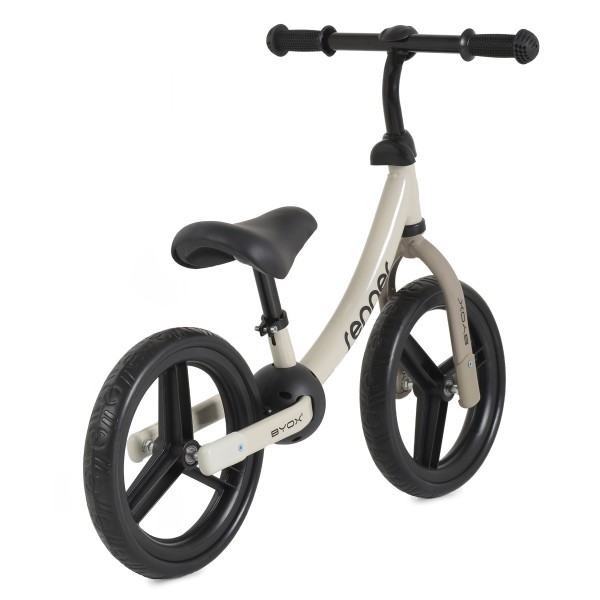 Bicicletă de Echilibru Byox Renner Beige, Roți EVA 12 Inch, Șa și Ghidon Reglabile, Element Luminos, 2-5 Ani, Max 30 kg
