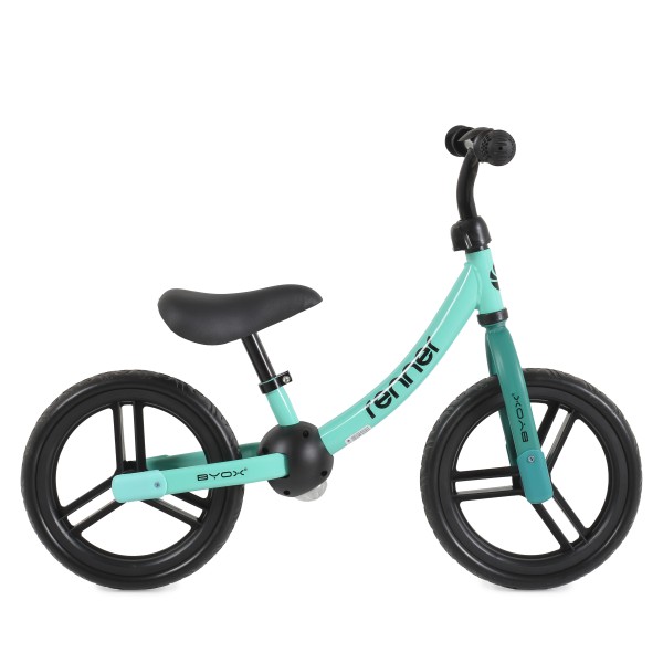 Bicicletă de Echilibru Byox Renner Blue, Roți EVA 12 Inch, Șa și Ghidon Reglabile, Element Luminos, 2-5 Ani, Max 30 kg