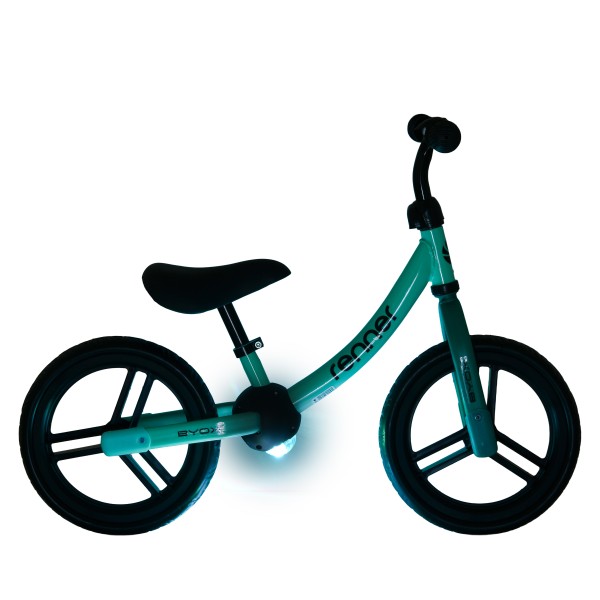 Bicicletă de Echilibru Byox Renner Blue, Roți EVA 12 Inch, Șa și Ghidon Reglabile, Element Luminos, 2-5 Ani, Max 30 kg