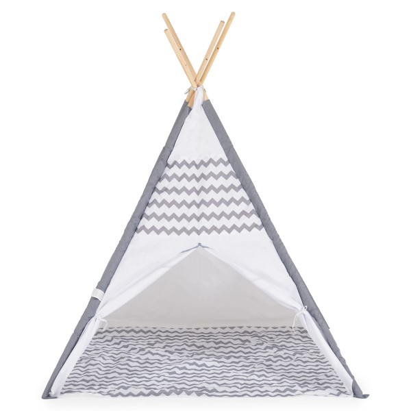Cort de Joacă Tipi Moni Toys, Bare din Lemn, Fereastră Decorativă, Interior și Exterior, 120x120x150 cm, 3 Ani+