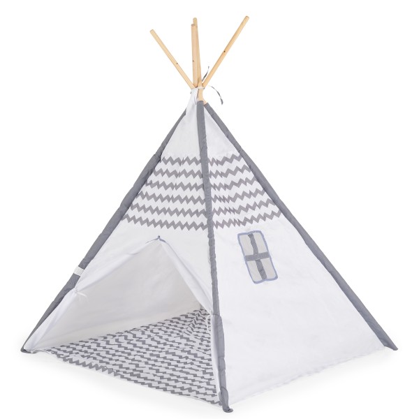 Cort de Joacă Tipi Moni Toys, Bare din Lemn, Fereastră Decorativă, Interior și Exterior, 120x120x150 cm, 3 Ani+
