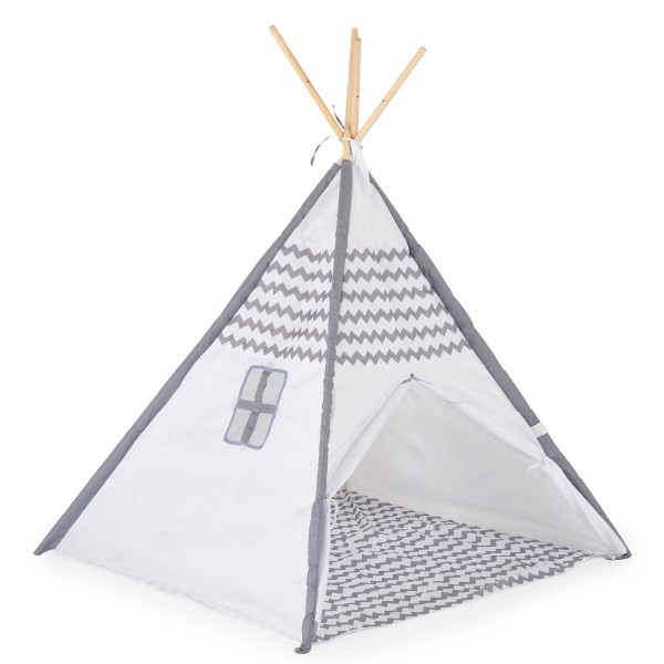 Cort de Joacă Tipi Moni Toys, Bare din Lemn, Fereastră Decorativă, Interior și Exterior, 120x120x150 cm, 3 Ani+