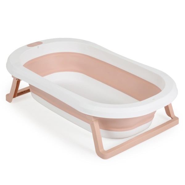 Cadita bebelusi pliabila Set baie 3 piese Moni Palma Pink, covoras si burete, 0 luni+, antiderapanta