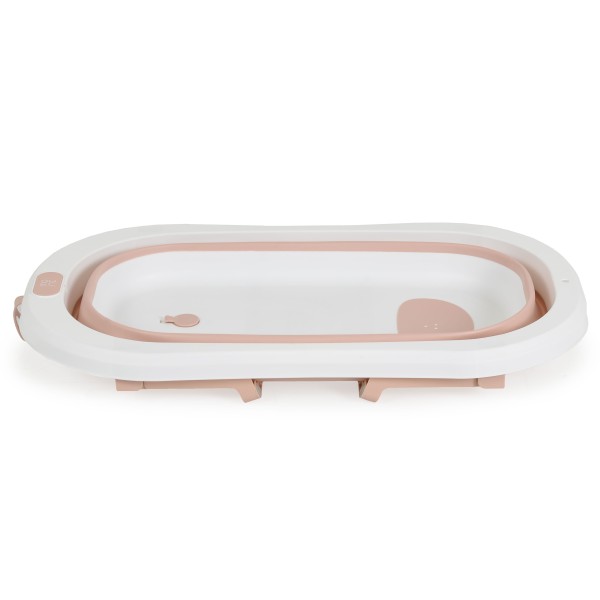 Cadita bebelusi pliabila Set baie 3 piese Moni Palma Pink, covoras si burete, 0 luni+, antiderapanta