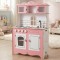 Bucătărie de Joacă din Lemn Moni Toys Rosey, Plită, Cuptor, Chiuvetă, Dulapuri cu Uși, Ustensile Incluse, 3 Ani+